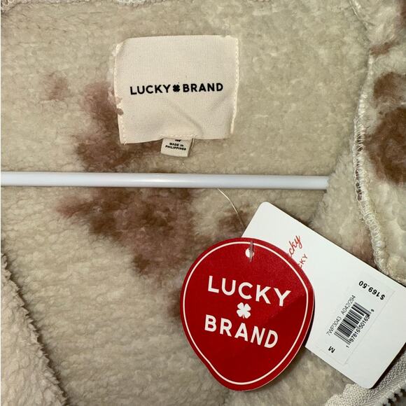 New Lucky Brand Floral Faux Fur Fleece Zip Jacket size M - Picture 4 of 7